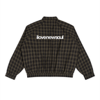 ILNS Track Jacket in Black Plaid, back view