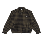 ILNS Track Jacket in Black Plaid, front view