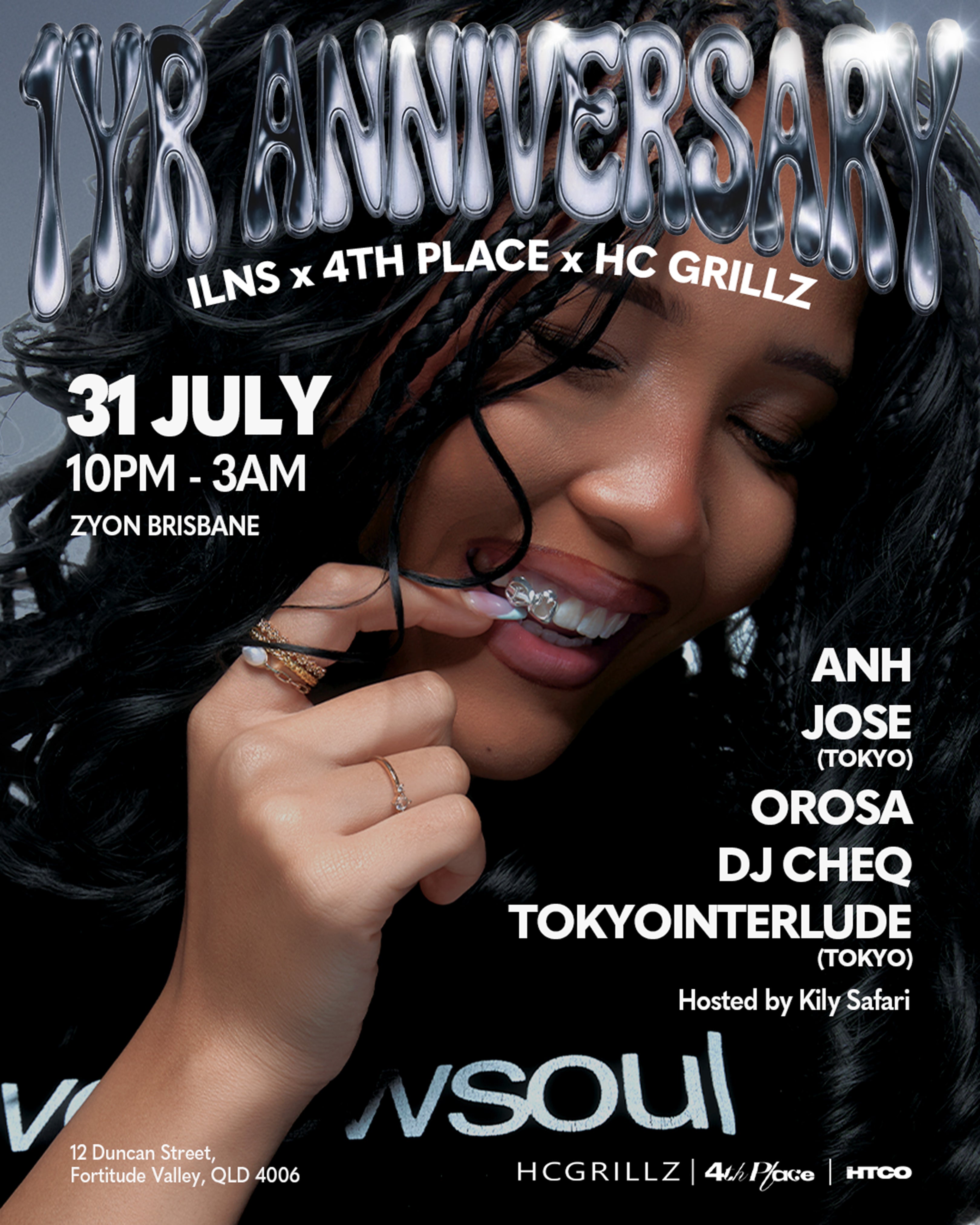 ILOVENEWSOUL 1 Year Anniversary event poster, Zyon Brisbane, Friday 31 July 2026