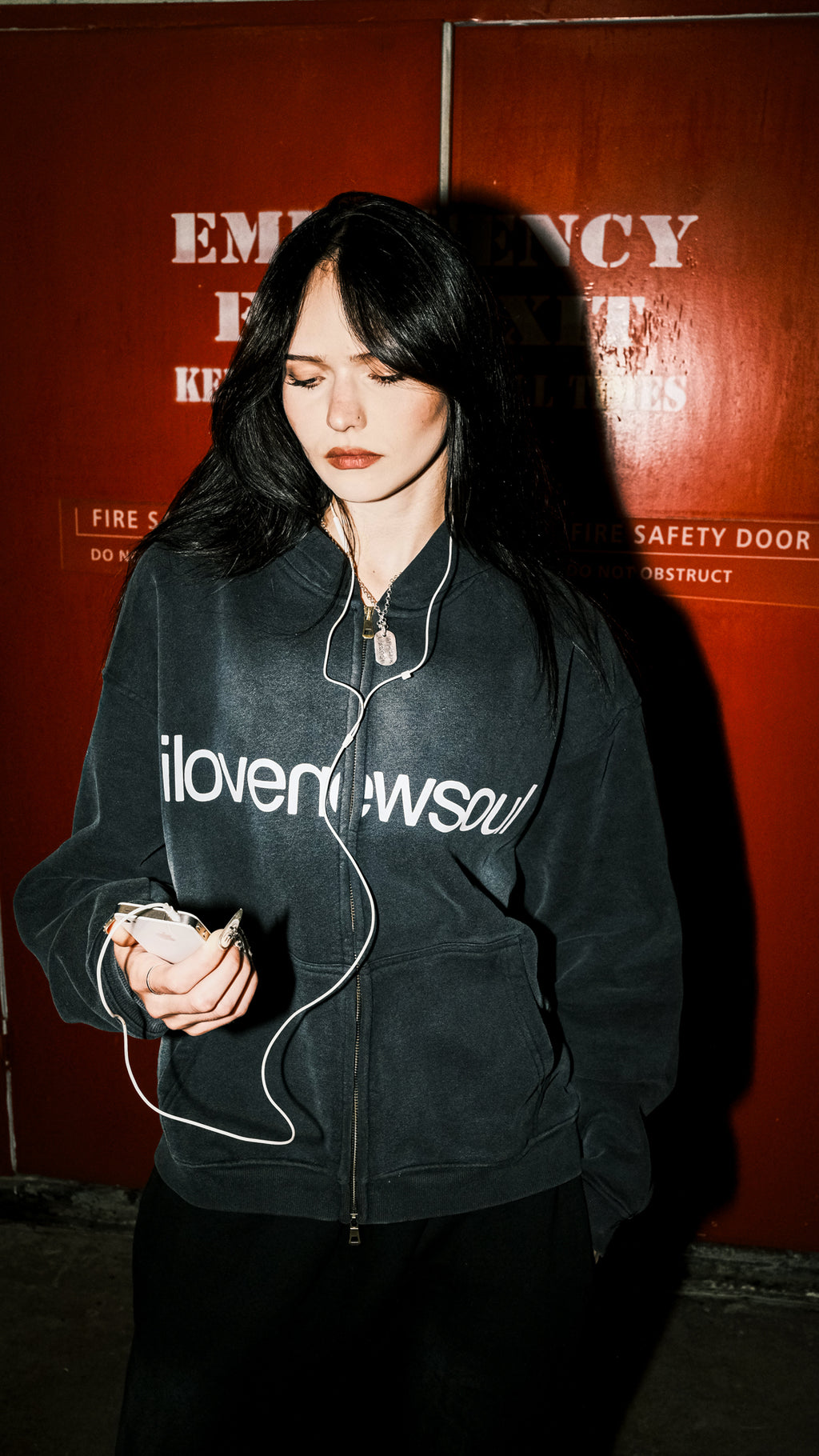 BLACK 2WAY ZIPPER HOODIE