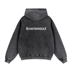 ILNS Double Zip Hoodie in Black, back view