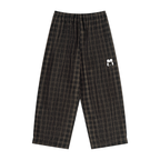 ILNS Track Pants in Black Plaid, front view